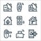 Flat smarthome line icons. linear set. quality vector line set such as control, toaster, door lock, music, remote control,