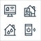 flat smarthome line icons. linear set. quality vector line set such as power, humidifier, padlock