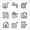 Flat smarthome line icons. linear set. quality vector line set such as power, plug in, microphone, home automation, door lock,