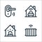 Flat smarthome line icons. linear set. quality vector line set such as temperature, alarm, car