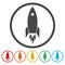 Flat Space Shuttle Rocket Circle Icon