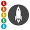 Flat Space Shuttle Rocket Circle Icon