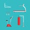 Flat sports equipment icons for gym training