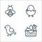 flat spring line icons. linear set. quality vector line set such as food basket, bird, chick
