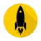 Flat Startup Rocket Beginning Fly Up Start Business Concept icon design and long shadow