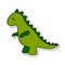 Flat sticker of green tyrannosaurus dinosaur. Vector illustration.