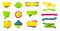 Flat stickers labels banners set. Web origami yellow blue and green tags collection for message. Colorful vector ribbon