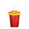 Flat Straw In Lid Cup Yellow And Red