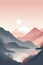 Flat style abstract minimalistic aesthetic mountains landscape background. Pastel color shades