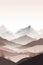 Flat style abstract minimalistic aesthetic mountains landscape background. White and greys colors