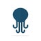 Flat style blue simple octopus silhouette
