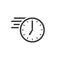 A flat-style clock sign icon. fast-flying time