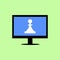 Flat style computer with chess piece