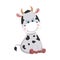 Flat style of a cute funny cow. Cartoon farm domestic mammal. Isolated objects on white background.