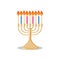 Flat style icon of menorah with candles - jewish traditional candelabra - for Hanukkah or any religious holidays designing for pos