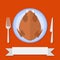 Flat style illustration of cooked turkey in plate