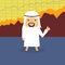 Flat style illustration of happy Arab with thumbs up