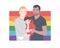 Flat style LGBTQ family cartoon illustration