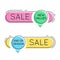 Flat style minimal trendy bubble shaped banner, price tag, stick