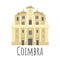 Flat style monastery of the holy cross, symbol of Coimbra. Landmark icon for travelers. Vector illustration isolated on