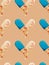 Flat style opened capsule pills seamless pattern on beige background