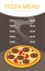 Flat style. Pizza card menu. Vector illustration