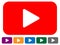 Flat style play button play icon in 6 color