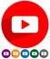 Flat style play button play icon in 6 color