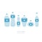 Flat style. Set of bottles of water. Icons.