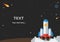 Flat Style Space Rocket Launching for Text Background