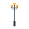 Flat style street lamp vector. Simple and elegant pole with yellow lantern