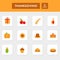 Flat Style Thanksgiving Square Icons