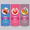 Flat style valentine vertical banner with muffin strawberry