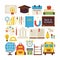 Flat Style Vector Collection of Back to School and Education Obj