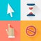 Flat style vector cursors with long shadows