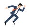 Flat style vector illustration of a businessman running, business concept