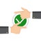 Flat style. Vector illustration. Hand with pointing finger left