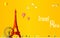 Flat stylish travel background, vector illustration for Paris, France, Travel and tourism concept