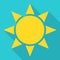 Flat sun Icon with shadow. Summer pictogram. Sunlight symbol