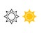 Flat sun Icon. Summer pictogram. Sunlight symbol. Vector illustration, EPS10