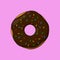 Flat Sweet Yummy Chocolate Brown Donut with Prinkles Illustration Vector Icon