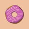 Flat Sweet Yummy Strawberry Pink Donut with Cream Illustration Vector Icon