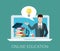 Flat teacher laptop screen vector illustration edu