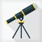 Flat Telescope Astronomy Design Cartoon Style Isolated Drawing