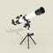 Flat Telescope with Long Hard Shadow. 3d Rendering
