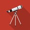 Flat telescope with long shadow. Vector icon