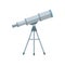 Flat telescope with long shadow. Vector illustration, icon. Modern design