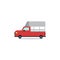 Flat Thai mini red truck cartoon design minimal with white background vector.Red truck flat design