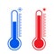 Flat thermometers hot and cold temperature. Thermometer vector icon