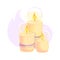 Flat three candles spa for web social media design. Holiday celebration relaxation cartoon concept. Health care Aromatic